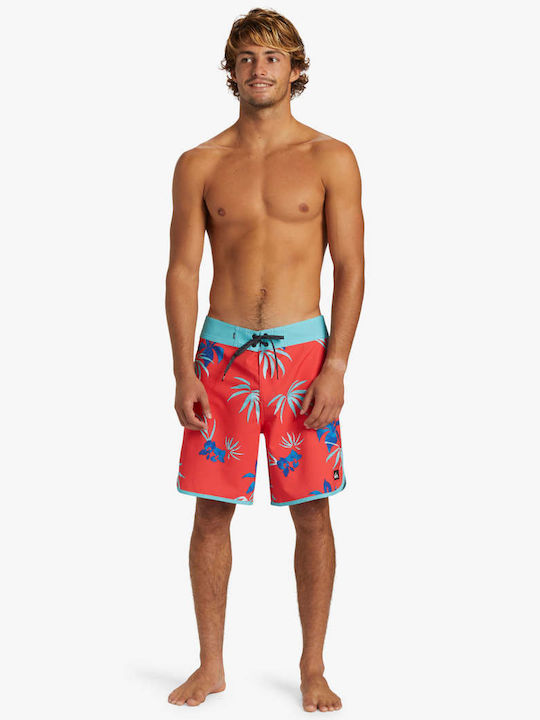 Quiksilver Surfsilk Scallop 18 Men's Swimwear Bermuda Red Floral