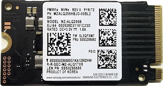 Samsung PM991A SSD 256GB Typ M.2 mit PCI Express 3.0 Anschluss