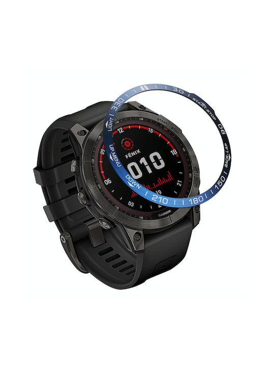 Smartwatch Dial Bezel Ring Cover Garmin Fenix 7X Blue Ring White Characters