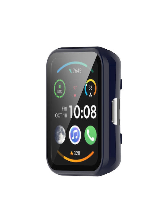 Huawei Watch Fit New Pc + 9h Tempered Film Integrated Watch Protective Case Blue