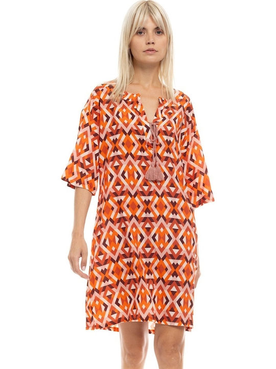 Pink Label Damen Mini Kleid Strand Orange