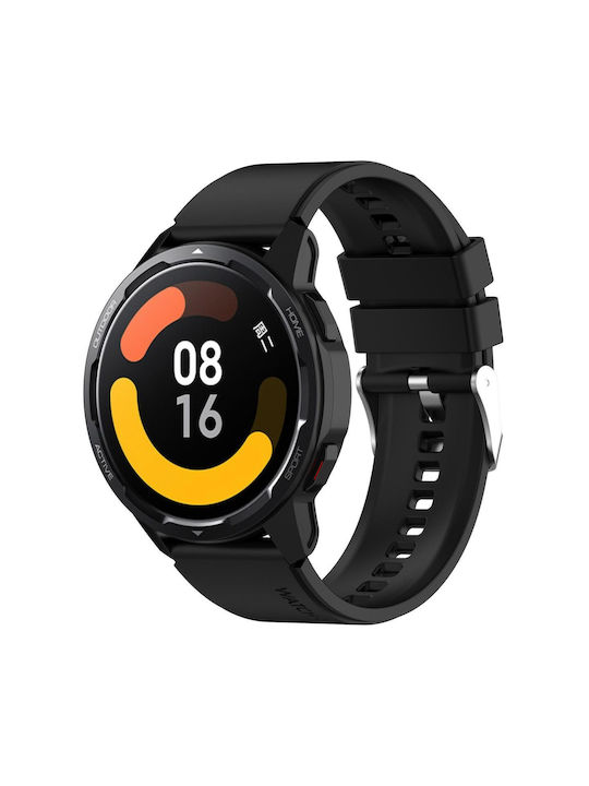 Huami Amazfit Gtr 42mm Gts 20mm hervorstehender Kopf Silikonarmband Silberne Schnalle Schwarz