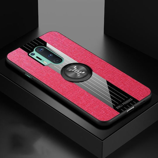 Oneplus 8 Pro Xinli Stitching Cloth Texture Tpu Phone Case Ring Holder Red