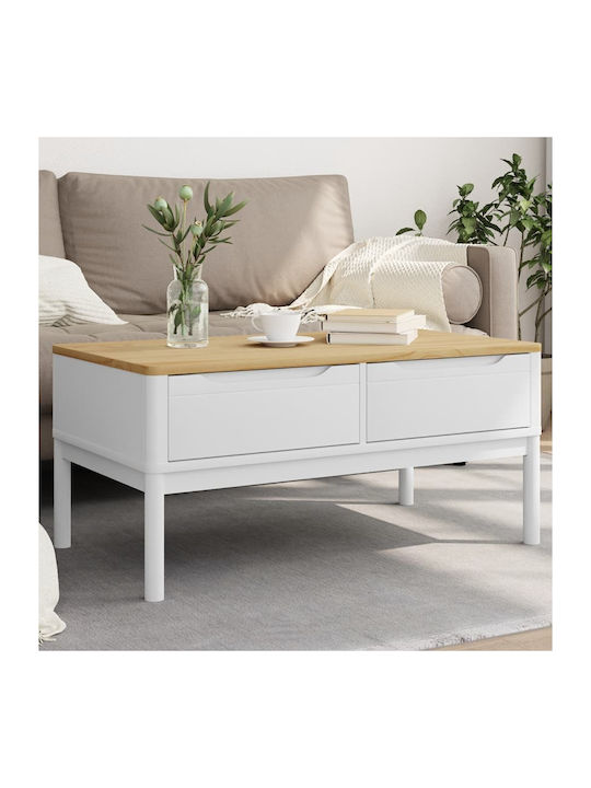 Rechteckig Couchtisch Floro aus Massivholz White L99xB55.5xH45cm