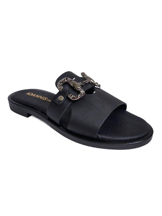 Ioannis Anatomic Leather Women's Sandals Black