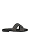 Leather Women's Flat Sandals in Black Color
