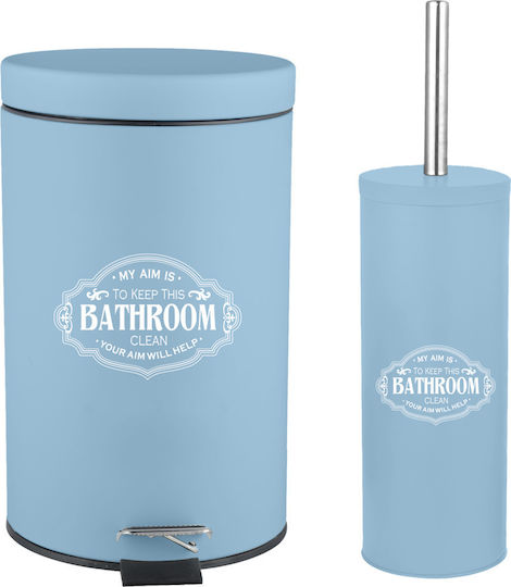 Sidi Home Plast E-3659 Μεταλλικό Σετ Πιγκάλ και Καλαθάκι Μπάνιου 7lt Γαλάζιο