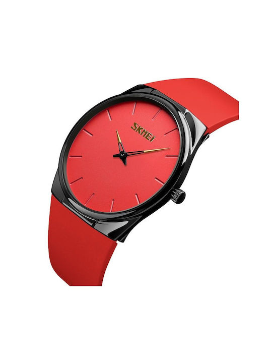 Skmei Watch Battery with Rubber Strap Red