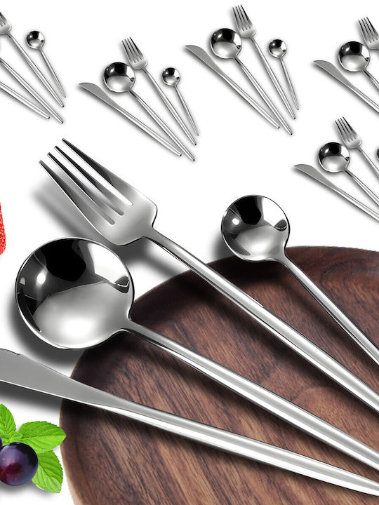 Cutlery Set Stainless Silver 24pcs