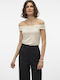 Fiona Γυναικεία Μπλούζα Off-Shoulder Μπεζ