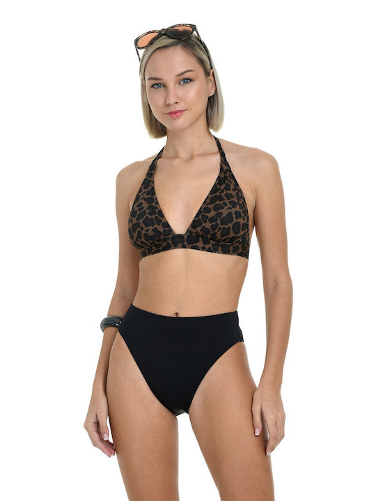 MiandMi Bikini Set Top & Slip Bottom Leopard Brown - Black Animal Print