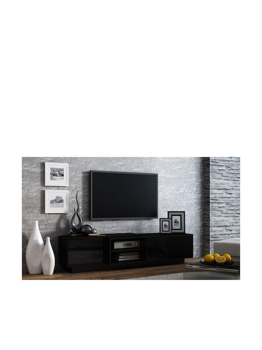 Έπιπλο Τηλεόρασης Ξύλινο black/black gloss 180cm