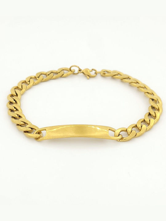 Bracelet Id with Name made of Steel Gold Plated