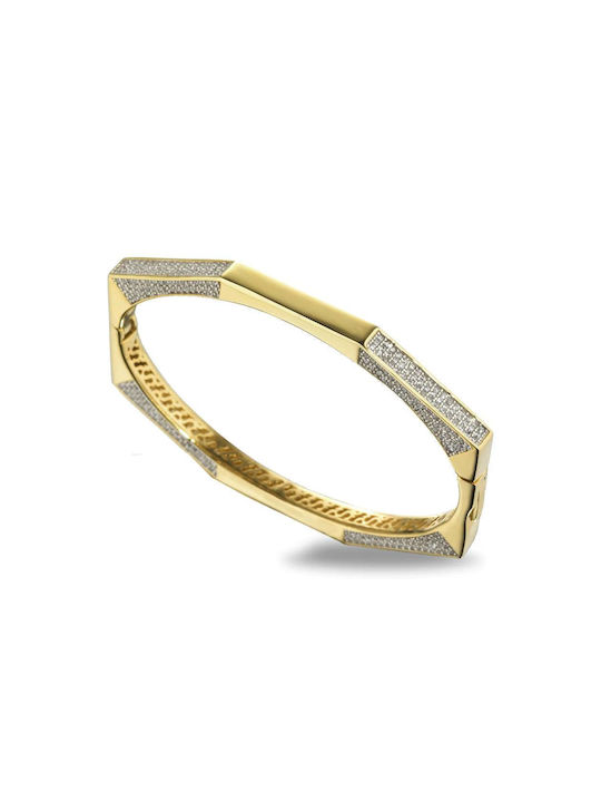 Dreams Bracelet Cuff Gold Plated Silver 925 Zirconia Br105gb