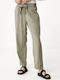 Mexx Women's Fabric Trousers Olive Green