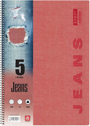 Τετράδιο Typotrust Special Jeans 21x30cm Α4 5 Θεμάτων Κόκκινο 4545-19