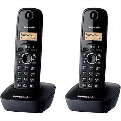 Panasonic KX-TG1611 Cordless Phone (2-Pack) Black/Red