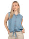 Ellen Women's Denim Sleeveless Shirt Blue