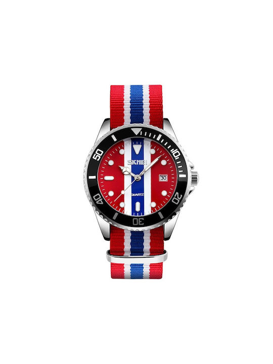 Skmei Uhr Batterie mit Stoffarmband Red Blue