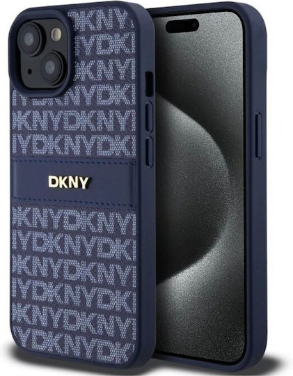 Dkny Pu Leather Repeat Pattern Tonal Stripe Case Iphone 15 Blue