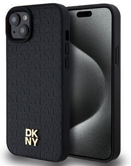 Dkny Husă din piele PU cu model repetat și logo Magsafe pentru iPhone 15 Plus, negru
