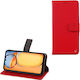Volte-Tel Redmi Book Piele artificială Roșu (Xiaomi Redmi Redmi 13C 4G, Xiaomi Redmi 13C 5G)