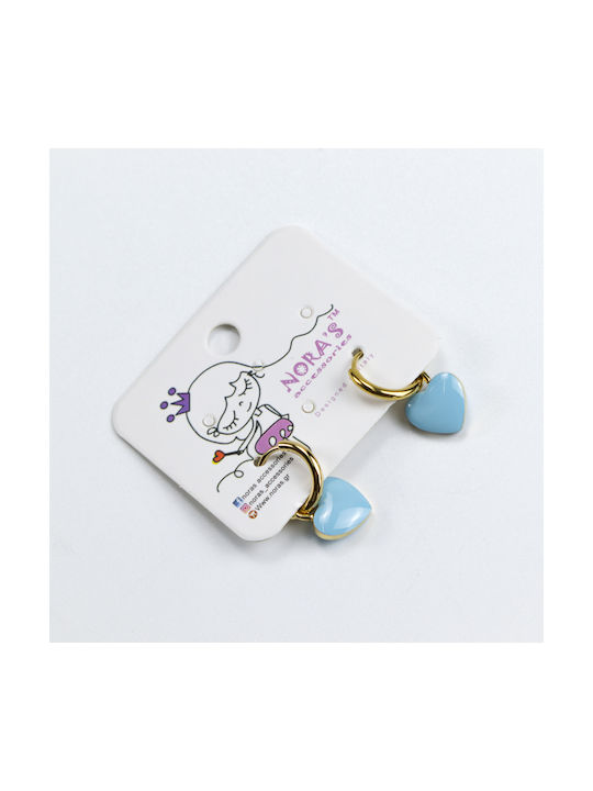 Hanging Heart Earrings Steel Blue