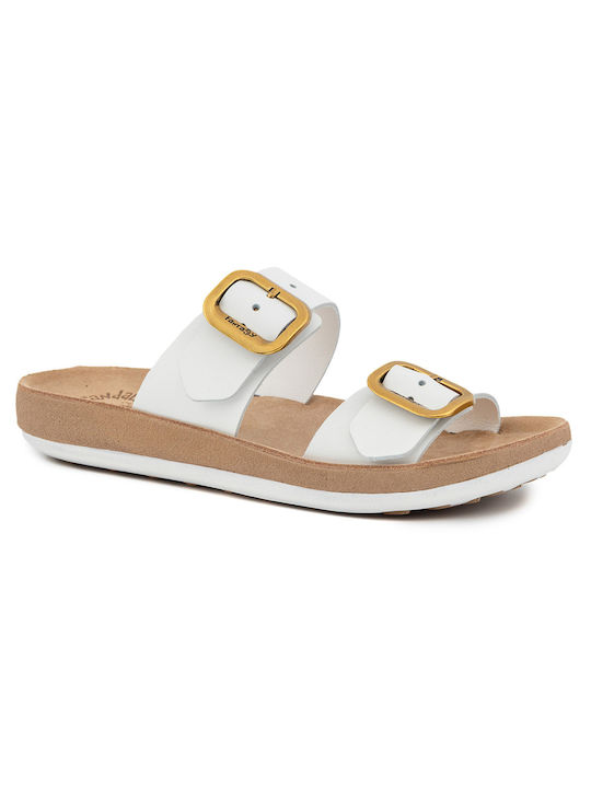 Fantasy Sandals Tessa Δερμάτινα Γυναικεία Σανδάλια Ανατομικά σε Λευκό Χρώμα