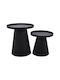 Round Side Table Black 2pcs L45xW45xH50cm