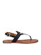 Leder Flache Sandalen für Damen in Schwarz Farbe