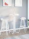 Round Table Bar Collapsible Wooden with Metal Frame White 60x60x110cm