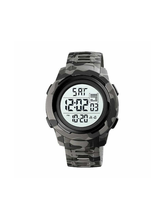 Skmei Digital Watch Battery with Rubber Strap Army Grey