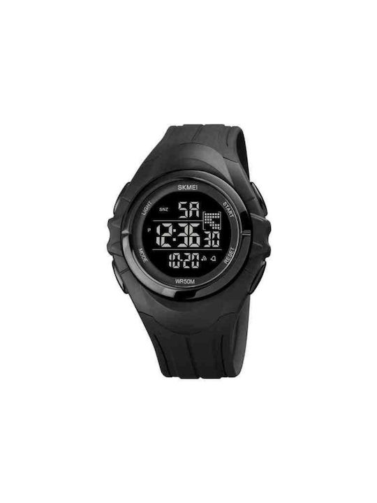 Skmei Digital Watch Chronograph Battery with Rubber Strap Black