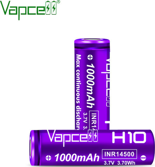 Vapcell Επαναφορτιζόμενη Μπαταρία 14500 Li-ion 1000mAh 3.7V 1τμχ