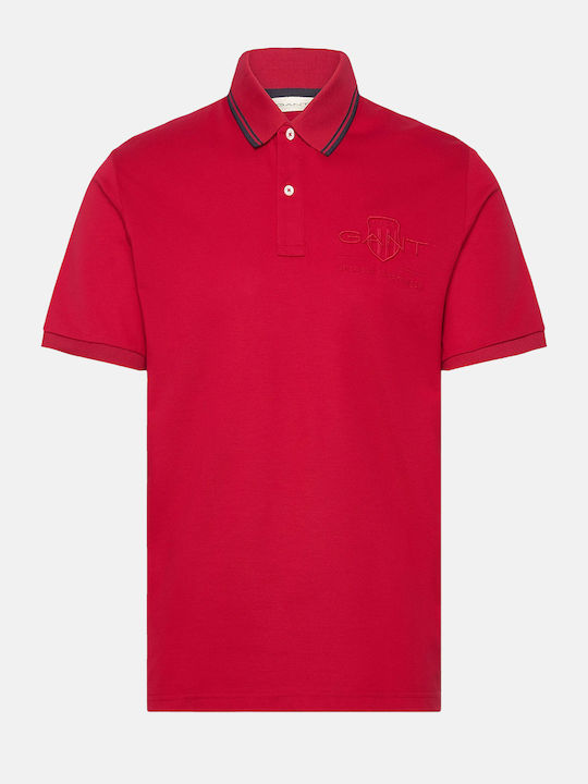 Gant Contrast Men's Short Sleeve Blouse Polo Red