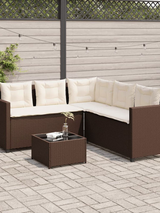 Garden & Outdoor Furniture Sets Sofa Set 2 Pieces Brown with Pillows