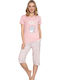 Fawn Sommer Damen Pyjama-Set Pink