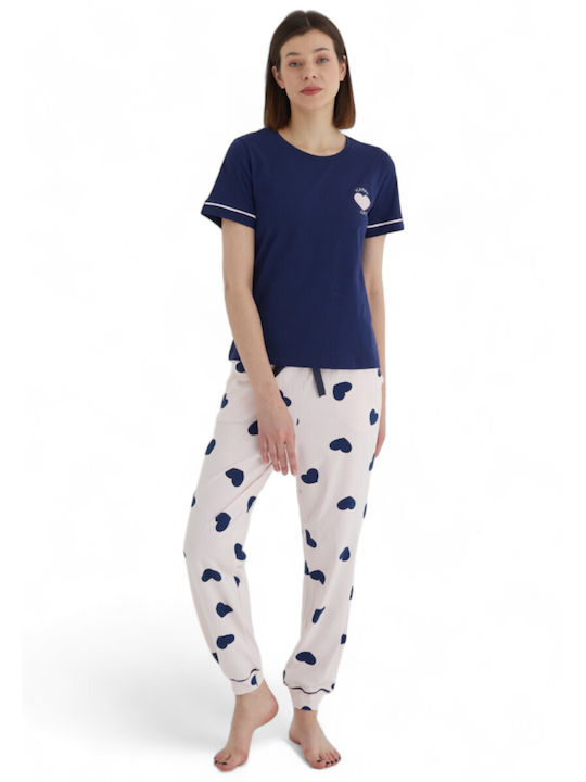 DAY De vară Set Pijamale pentru Femei De bumbac Blue