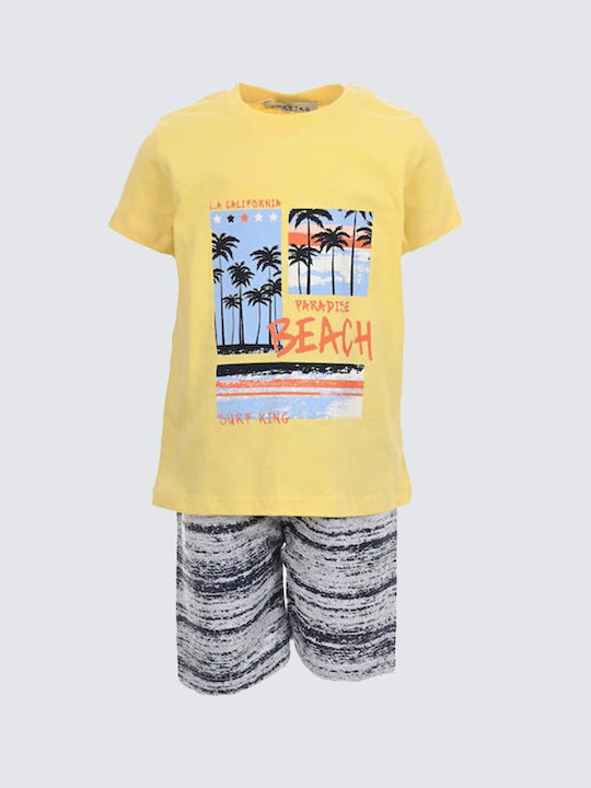 Hashtag Kids Set with Shorts Summer 2pcs yellow