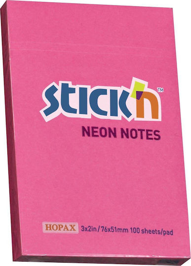 Stick'N Autocolante Hârtii de Notițe în Cub Roz 5.1x7.6buc Adhesive