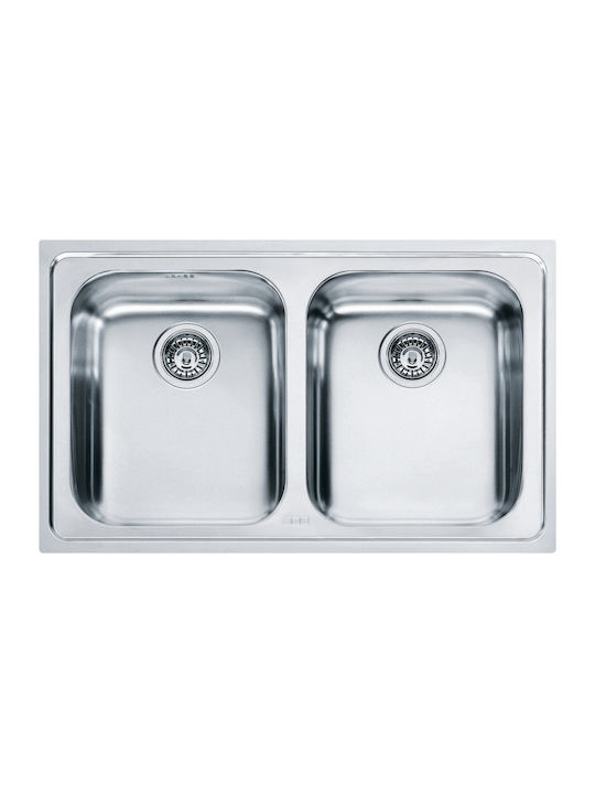 Franke Logica Line Lll 620 Ένθετος Νεροχύτης Inox Σαγρέ Μ79xΠ50cm Ασημί