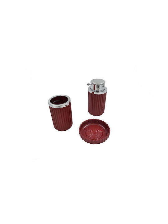 Sidirela Plastic Bathroom Accessory Set Red 3pcs