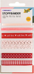 Тъканена панделка Folia комплект 6 броя различни 1x50см и 5x100см червено розово