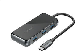 Vention USB 2.0 3 Port Hub with USB-C Connection Gray