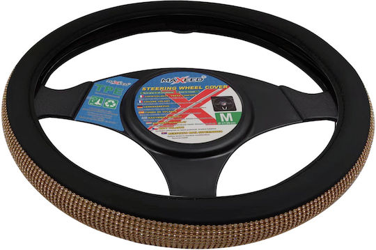 Maxeed Car Steering Wheel Cover with Diameter 37cm Gold with Gold Stitching
