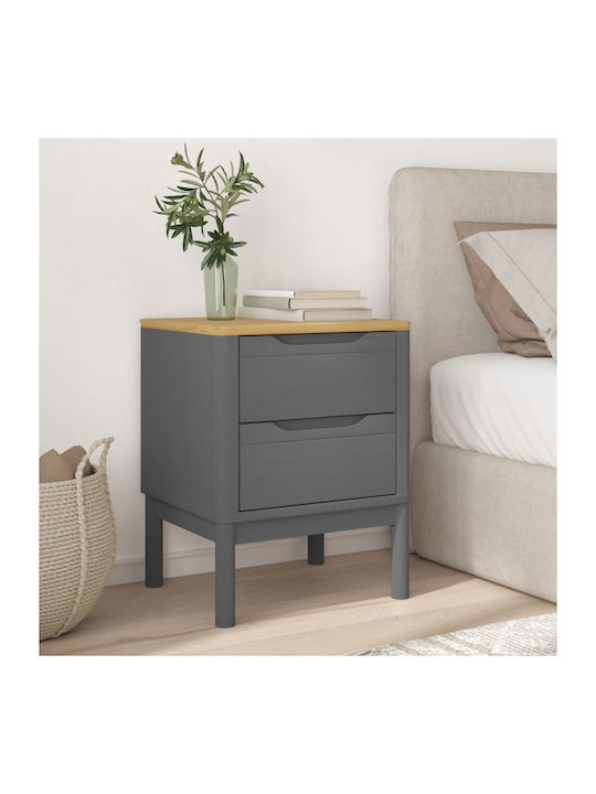 Bedside Table Made of Solid Gray Wood 45x39x57cm