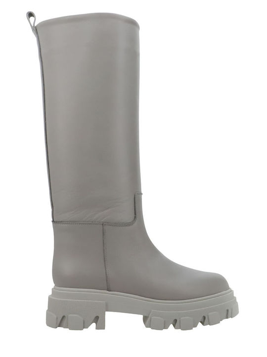 Leather Women's Boots Gray