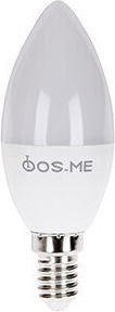 Fos me Λάμπα LED 7W 100mm για Ντουί E14 και Σχήμα C37 Θερμό Λευκό 560lm