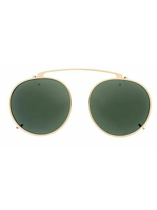 Unisex Sunglasses with Gold Metal Frame and Green Mirror Lens