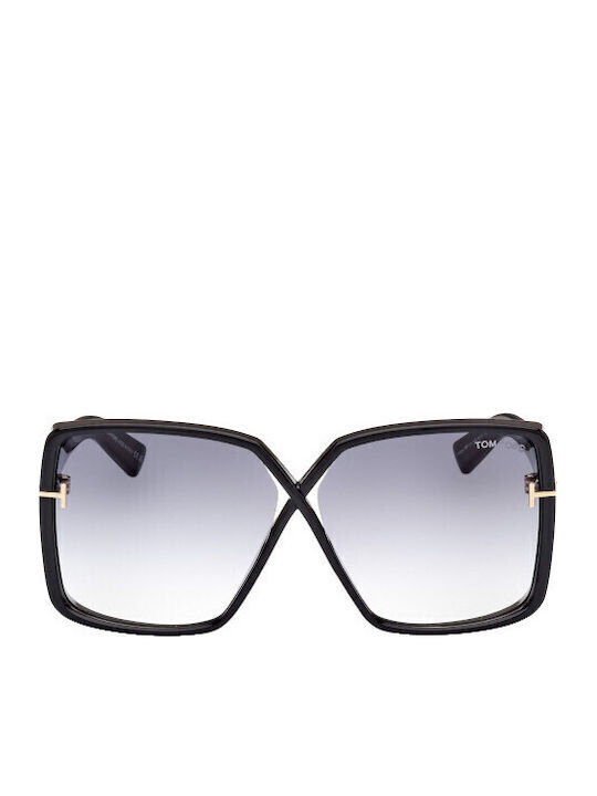 Tom Ford Women's Sunglasses with Black Plastic Frame and Gray Gradient Lens FT1117 01B